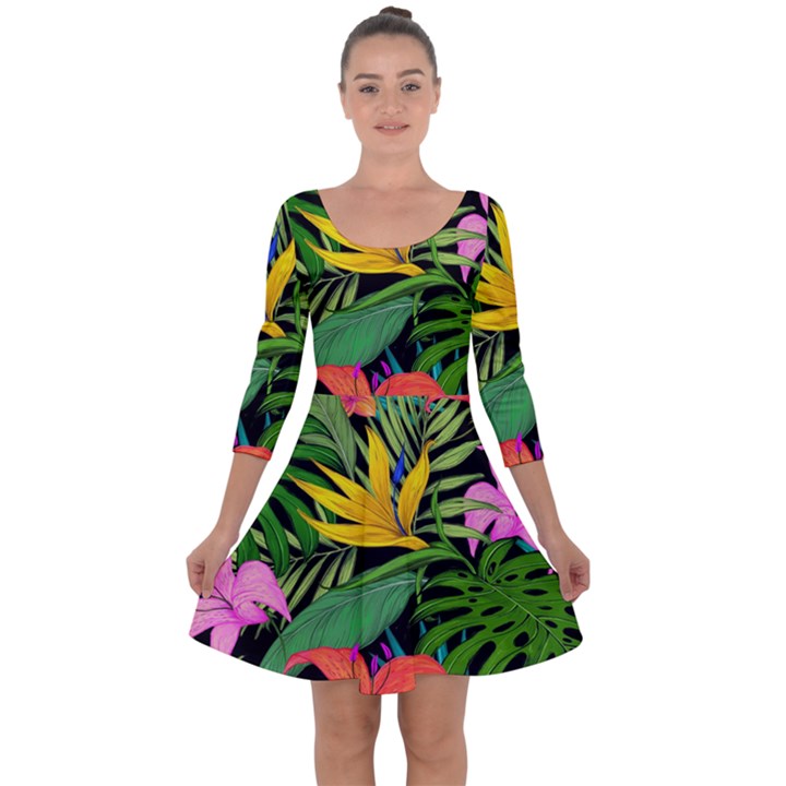 Tropical Adventure Quarter Sleeve Skater Dress