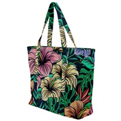 Hibiscus Dream Zip Up Canvas Bag