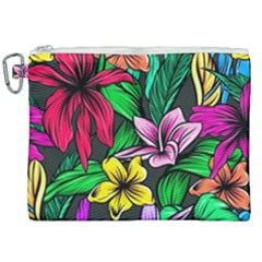 Neon Hibiscus Canvas Cosmetic Bag (xxl)