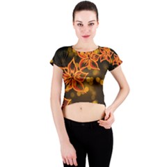 Flowers Background Bokeh Leaf Crew Neck Crop Top by Mariart