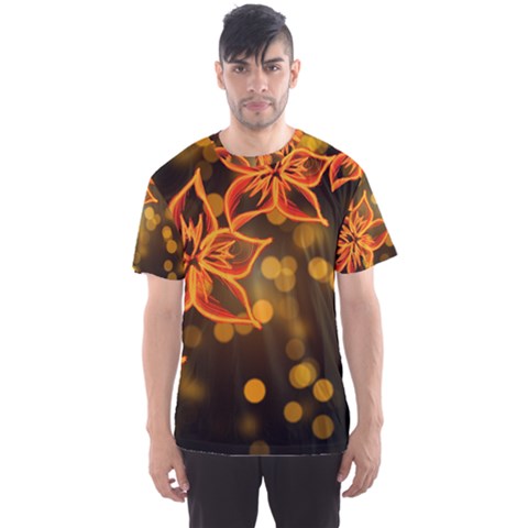 Flowers Background Bokeh Leaf Men s Sports Mesh Tee by Mariart