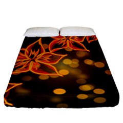 Flowers Background Bokeh Leaf Fitted Sheet (california King Size) by Mariart