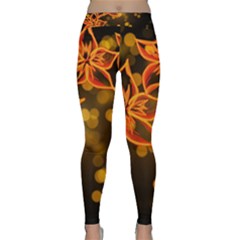 Flowers Background Bokeh Leaf Classic Yoga Leggings by Mariart