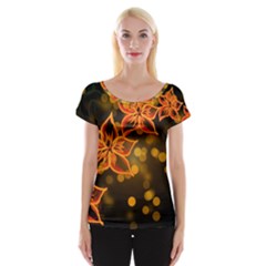 Flowers Background Bokeh Leaf Cap Sleeve Top by Mariart