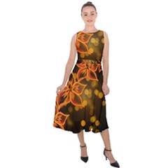 Flowers Background Bokeh Leaf Midi Tie-back Chiffon Dress by Mariart