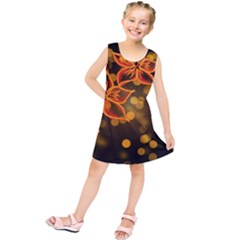 Flowers Background Bokeh Leaf Kids  Tunic Dress by Mariart