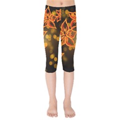 Flowers Background Bokeh Leaf Kids  Capri Leggings  by Mariart