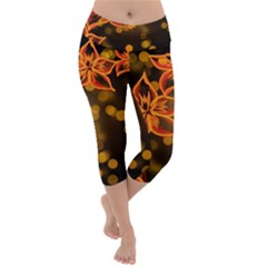 Flowers Background Bokeh Leaf Lightweight Velour Capri Yoga Leggings by Mariart