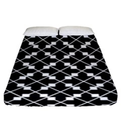 Black And White Fantasy Fitted Sheet (king Size) by retrotoomoderndesigns