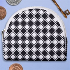 Black And White Diamonds Horseshoe Style Canvas Pouch