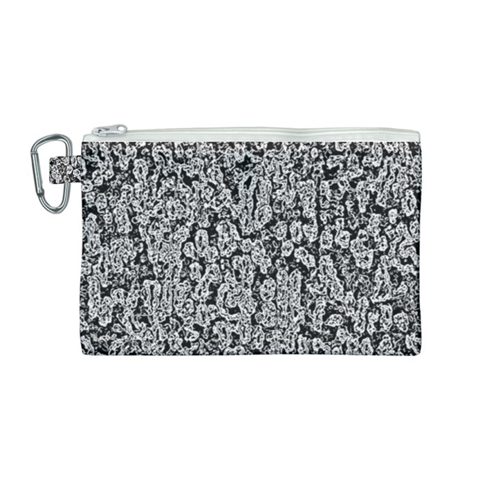 Black And White Abstract Canvas Cosmetic Bag (Medium)