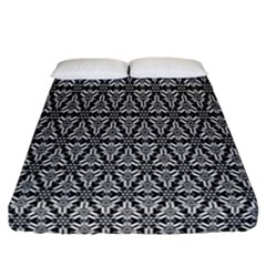 Black And White Filigree Fitted Sheet (california King Size) by retrotoomoderndesigns