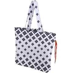 Black And White Tribal Drawstring Tote Bag by retrotoomoderndesigns