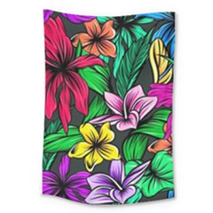 Neon Hibiscus Large Tapestry by retrotoomoderndesigns