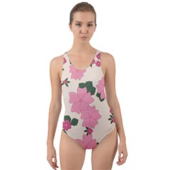 Floral Vintage Flowers Wallpaper Cut-out Back One Piece Swimsuit