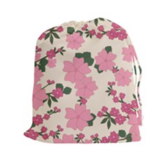 Floral Vintage Flowers Wallpaper Drawstring Pouch (xxl) by Mariart