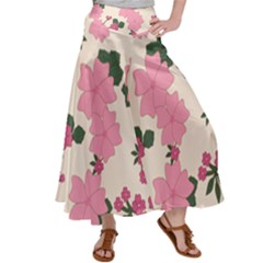 Floral Vintage Flowers Wallpaper Satin Palazzo Pants