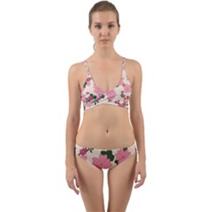 Floral Vintage Flowers Wallpaper Wrap Around Bikini Set