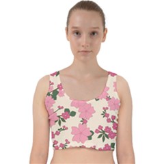 Floral Vintage Flowers Wallpaper Velvet Racer Back Crop Top