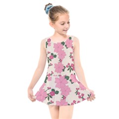 Floral Vintage Flowers Wallpaper Kids  Skater Dress Swimsuit