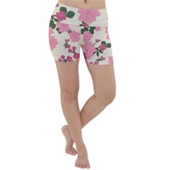 Floral Vintage Flowers Wallpaper Lightweight Velour Yoga Shorts by Mariart