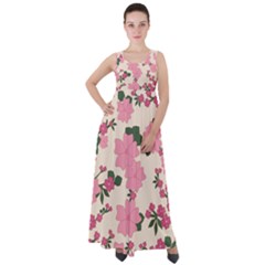 Floral Vintage Flowers Wallpaper Empire Waist Velour Maxi Dress