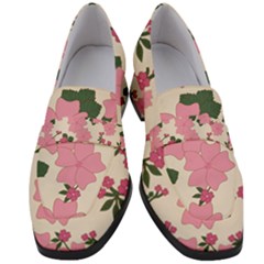 Floral Vintage Flowers Wallpaper Women s Chunky Heel Loafers