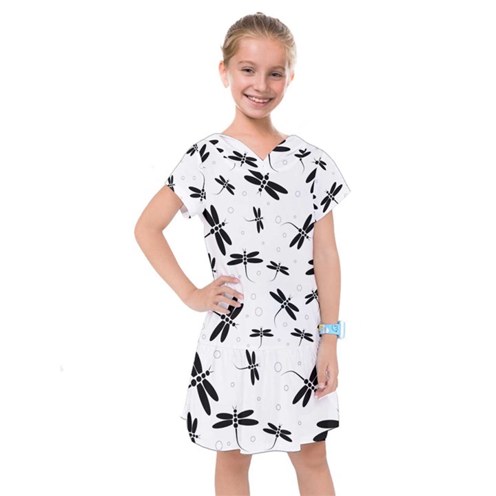 Dragonflies pattern Kids  Drop Waist Dress