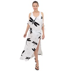 Dragonflies Pattern Maxi Chiffon Cover Up Dress