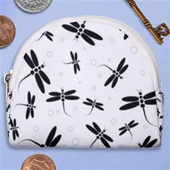 Dragonflies Pattern Horseshoe Style Canvas Pouch