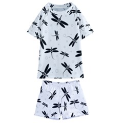 Dragonflies Pattern Kids  Swim Tee And Shorts Set