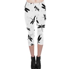 Dragonflies Pattern Capri Leggings  by Valentinaart