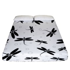 Dragonflies Pattern Fitted Sheet (california King Size) by Valentinaart