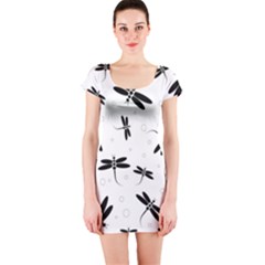 Dragonflies Pattern Short Sleeve Bodycon Dress by Valentinaart