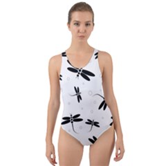 Dragonflies Pattern Cut-out Back One Piece Swimsuit by Valentinaart