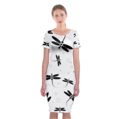 Dragonflies Pattern Classic Short Sleeve Midi Dress