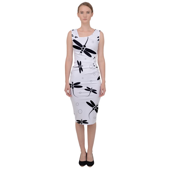 Dragonflies pattern Sleeveless Pencil Dress