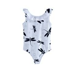 Dragonflies Pattern Kids  Frill Swimsuit