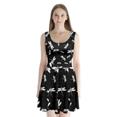 Dragonflies pattern Split Back Mini Dress 