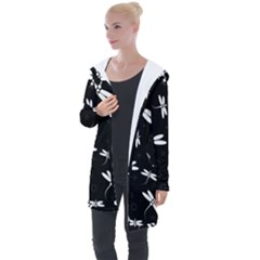 Dragonflies Pattern Longline Hooded Cardigan