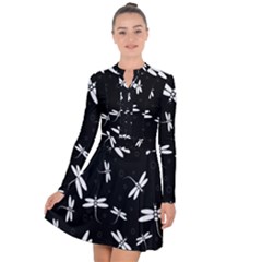 Dragonflies Pattern Long Sleeve Panel Dress