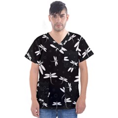 Dragonflies pattern Men s V-Neck Scrub Top