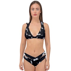 Dragonflies pattern Double Strap Halter Bikini Set