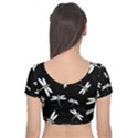 Dragonflies pattern Velvet Short Sleeve Crop Top  View2