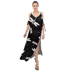 Dragonflies Pattern Maxi Chiffon Cover Up Dress