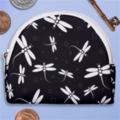 Dragonflies Pattern Horseshoe Style Canvas Pouch