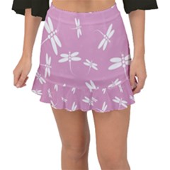 Dragonflies Pattern Fishtail Mini Chiffon Skirt