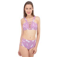 Dragonflies Pattern Cage Up Bikini Set