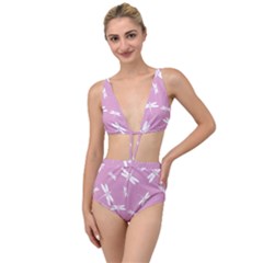 Dragonflies Pattern Tied Up Two Piece Swimsuit