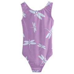 Dragonflies Pattern Kids  Cut-out Back One Piece Swimsuit